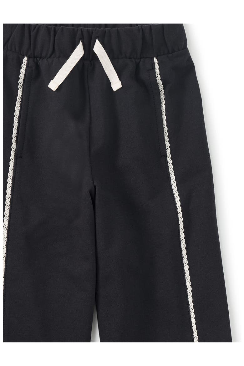 Lace Trim Track Pants, Alternate, color, Jet Black