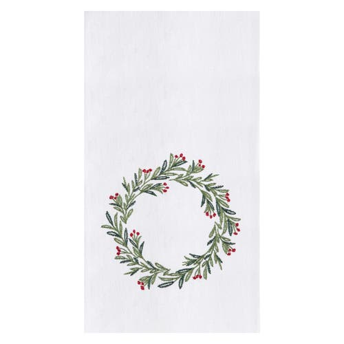 C & F Home C&f Home Green Holly With Red Berries Wreath Holiday Christmas Xmas Embroidered Flour Sack Kitchen T In Multi