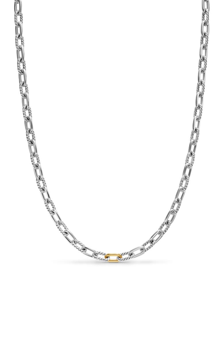 David Yurman Men's DY Madison<sup>®</sup> Chain Necklace in Sterling Silver with 18K Yellow Gold, 6mm, Main, color, Silver