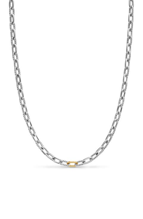 Men's DY Madison® Chain Necklace in Sterling Silver with 18K Yellow Gold, 6mm