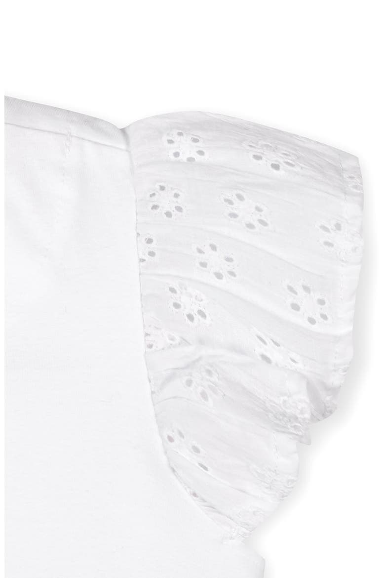 Kids' Organic Knit Top with Eyelet Flutter Sleeves, Alternate, color, White with Eyelet