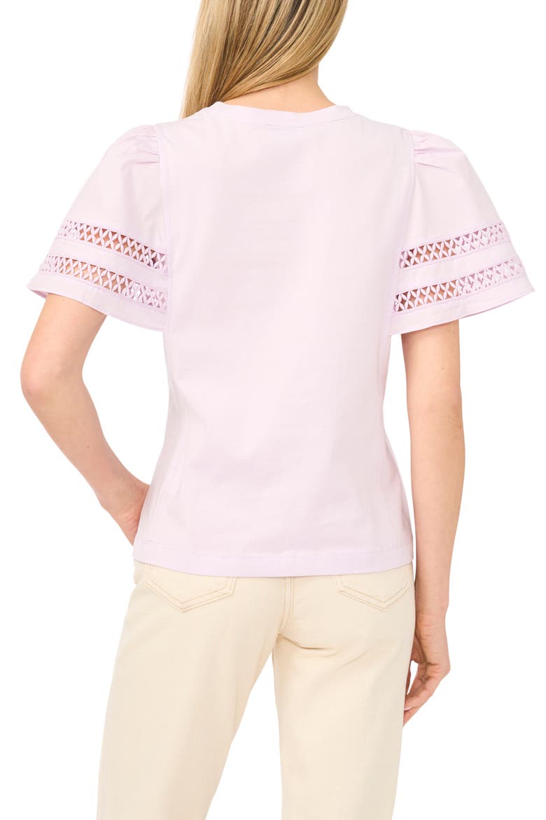 Embroidered Detail Short Sleeve Cotton Top, Alternate, color, LONDON FOG