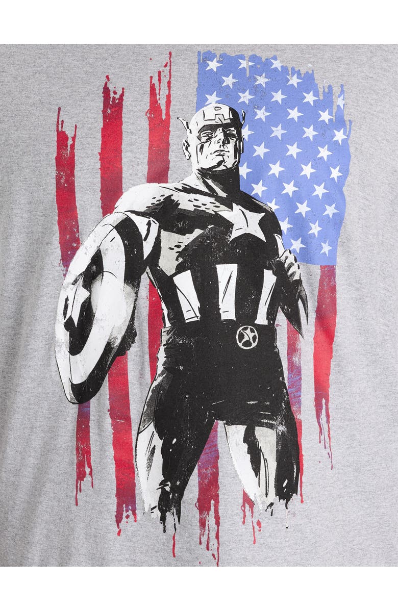 True Nation by DXL Big & Tall Captain America Flag Graphic Tee, Alternate, color, Heather Grey
