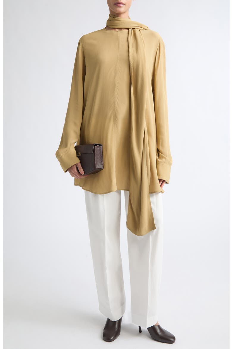 Drape Scarf Georgette Top, Alternate, color, DESERT