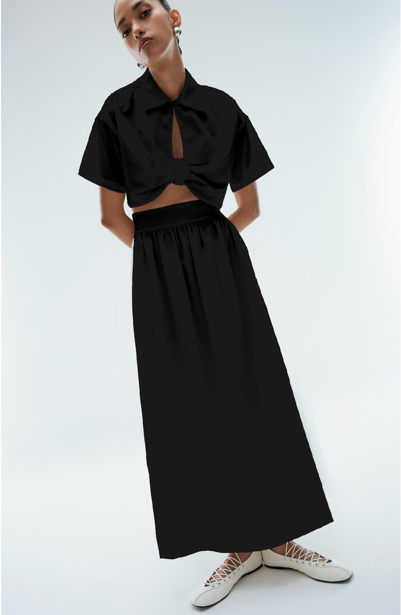 De Loreta Ariadna A-Line Cotton Midi Skirt, Alternate, color, Black