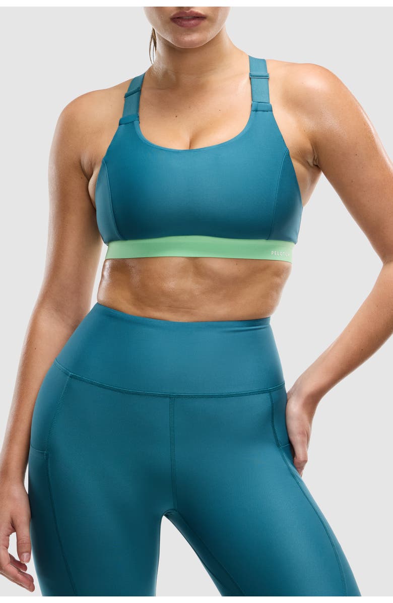 Peloton Enhanced Support Racerback Bra, Main, color, Dark Teal