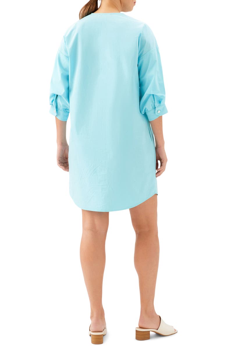 Karen Kane Imitation Pearl Cotton Shirtdress, Alternate, color, Aqua