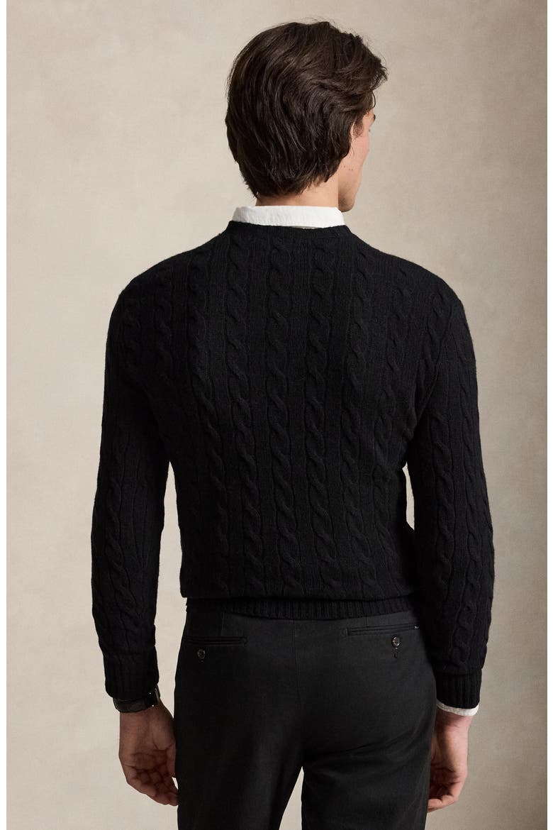 Wool & Cashmere Cable-Knit Sweater, Alternate, color, BLACK