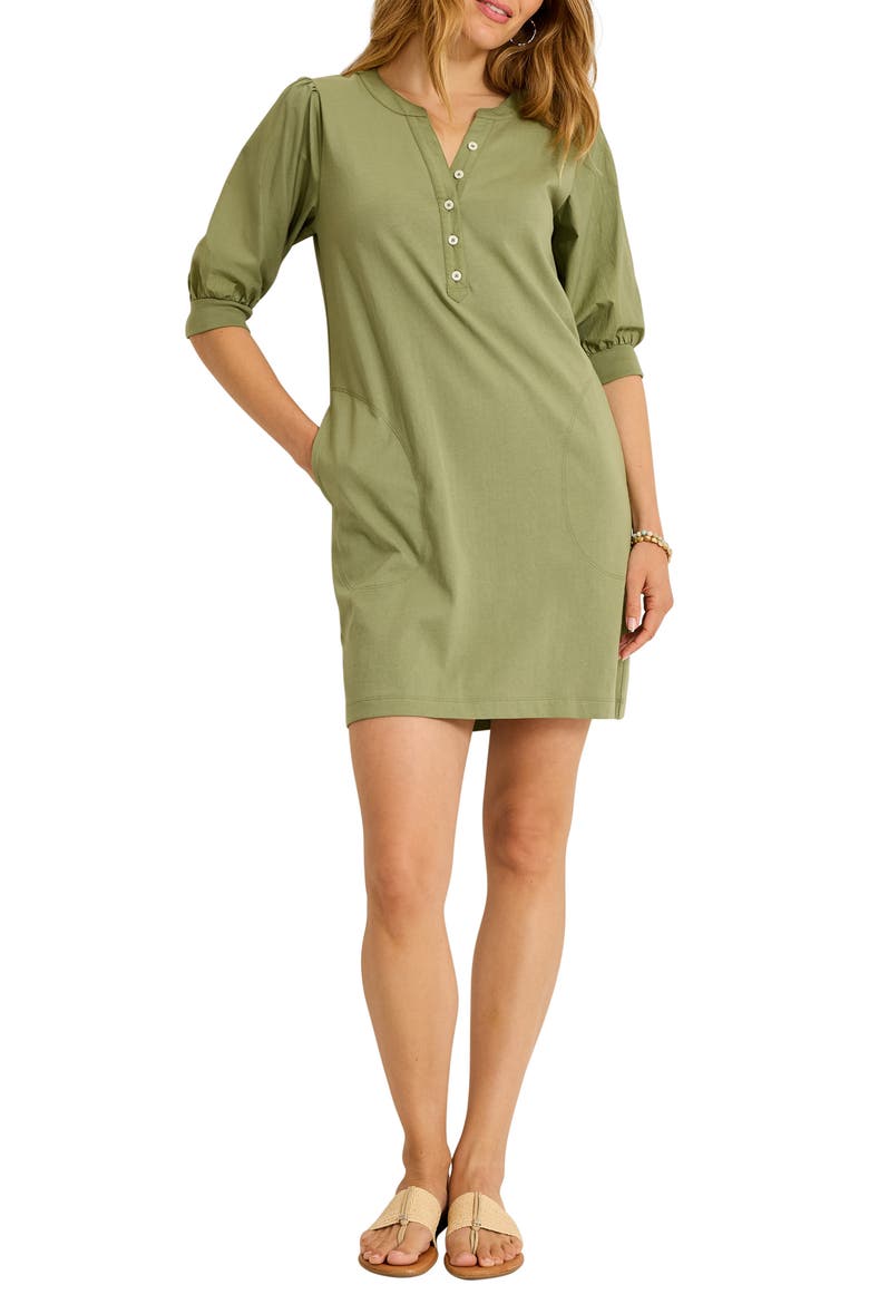 Islandscape Cotton Henley Minidress, Main, color, DUSTY THYME