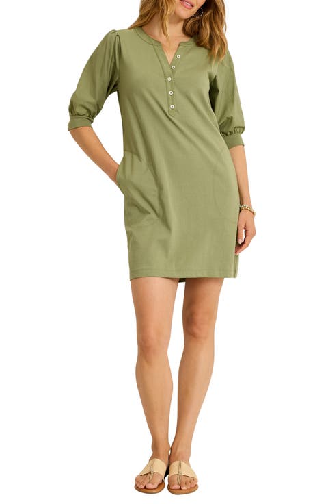 Islandscape Cotton Henley Minidress