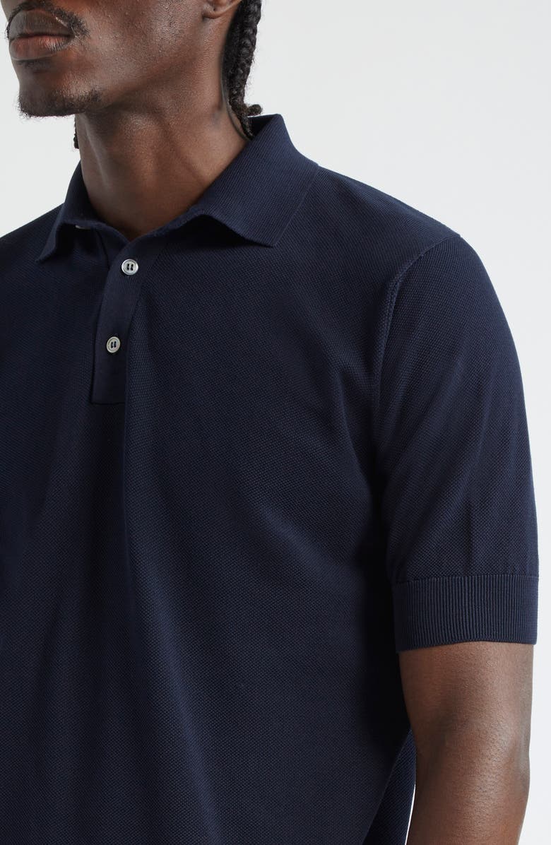 Thom Sweeney Cotton Air Crepe Polo, Alternate, color, Navy