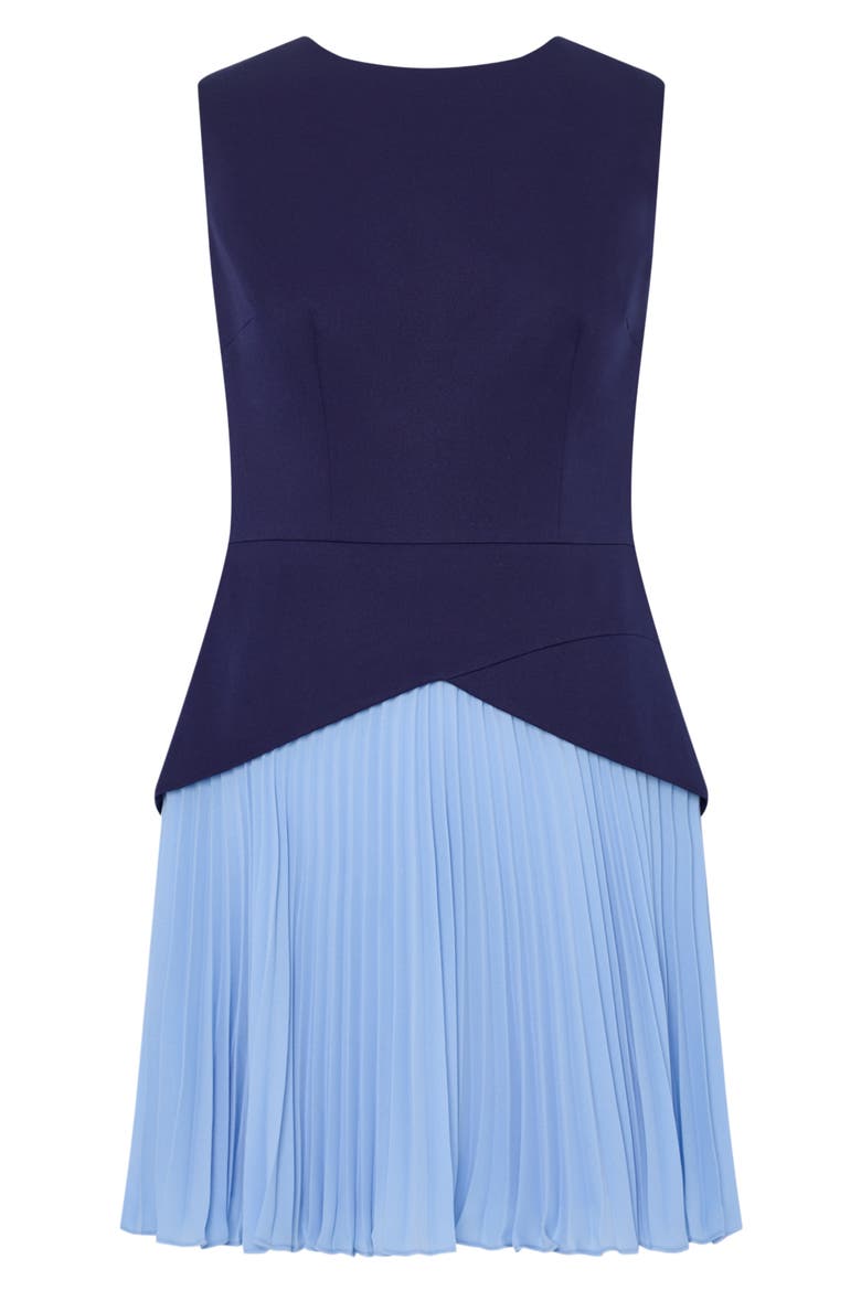 Haddy Colorblock Pleated Sleeveless Minidress, Alternate, color, NAVY