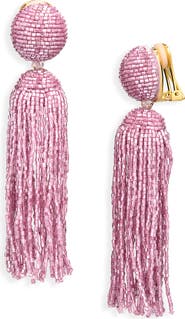 Oscar de la Renta Beaded Tassel Drop Earrings