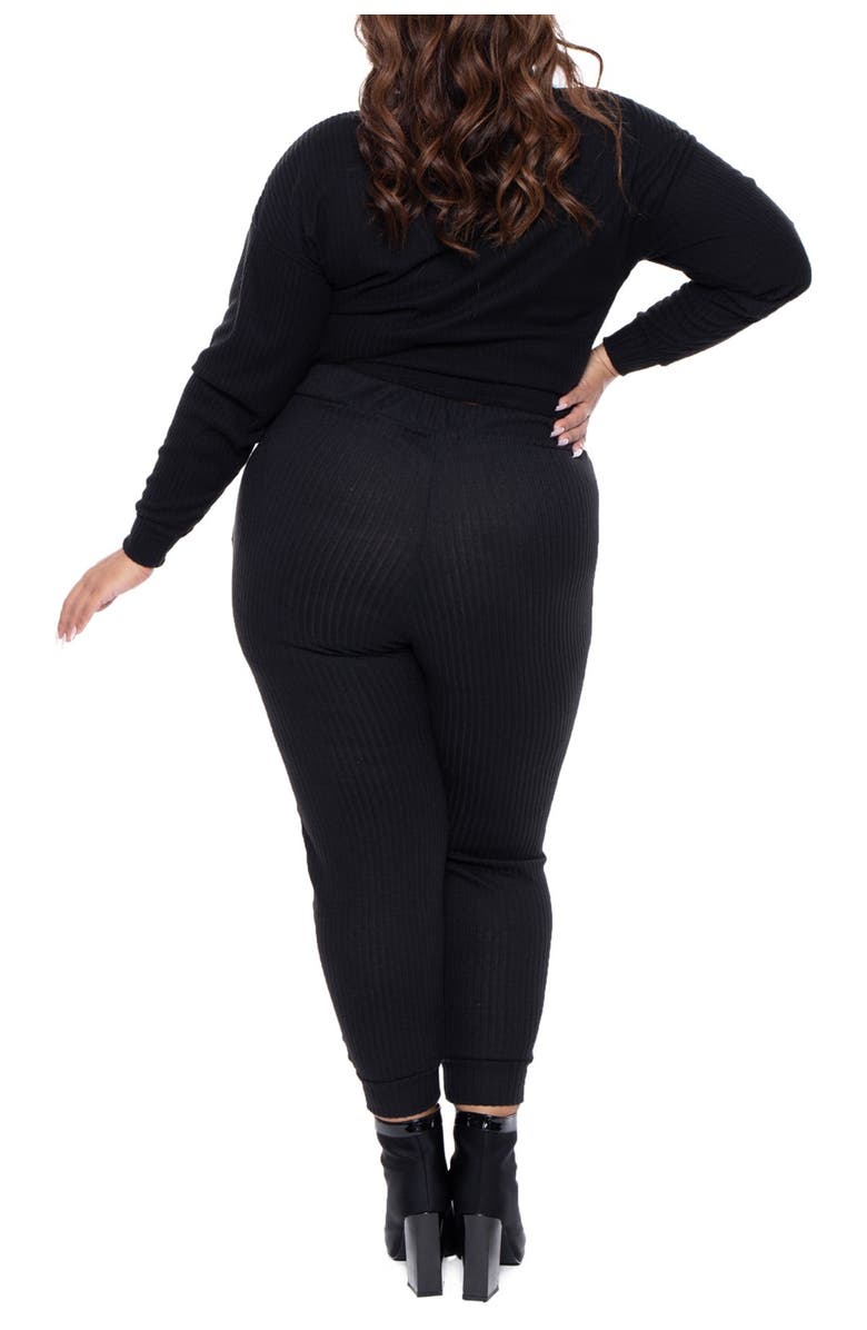 Curvy Sense Tie Front Top & Jogger 2-Piece Set, Alternate, color, 