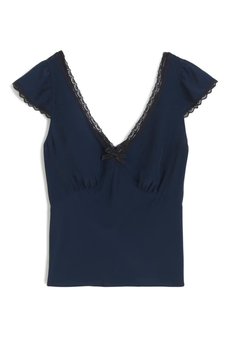 Layton Lace Trim V-Neck Top, Alternate, color, DEEP INDIGO