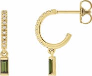 Ivy & Pearl Co. Tourmaline & .08 CT Natural Diamond Hoops in 14K Gold