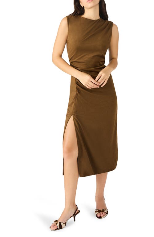 Steve Madden Keegan Sleeveless Gathered Midi Dress In Brown