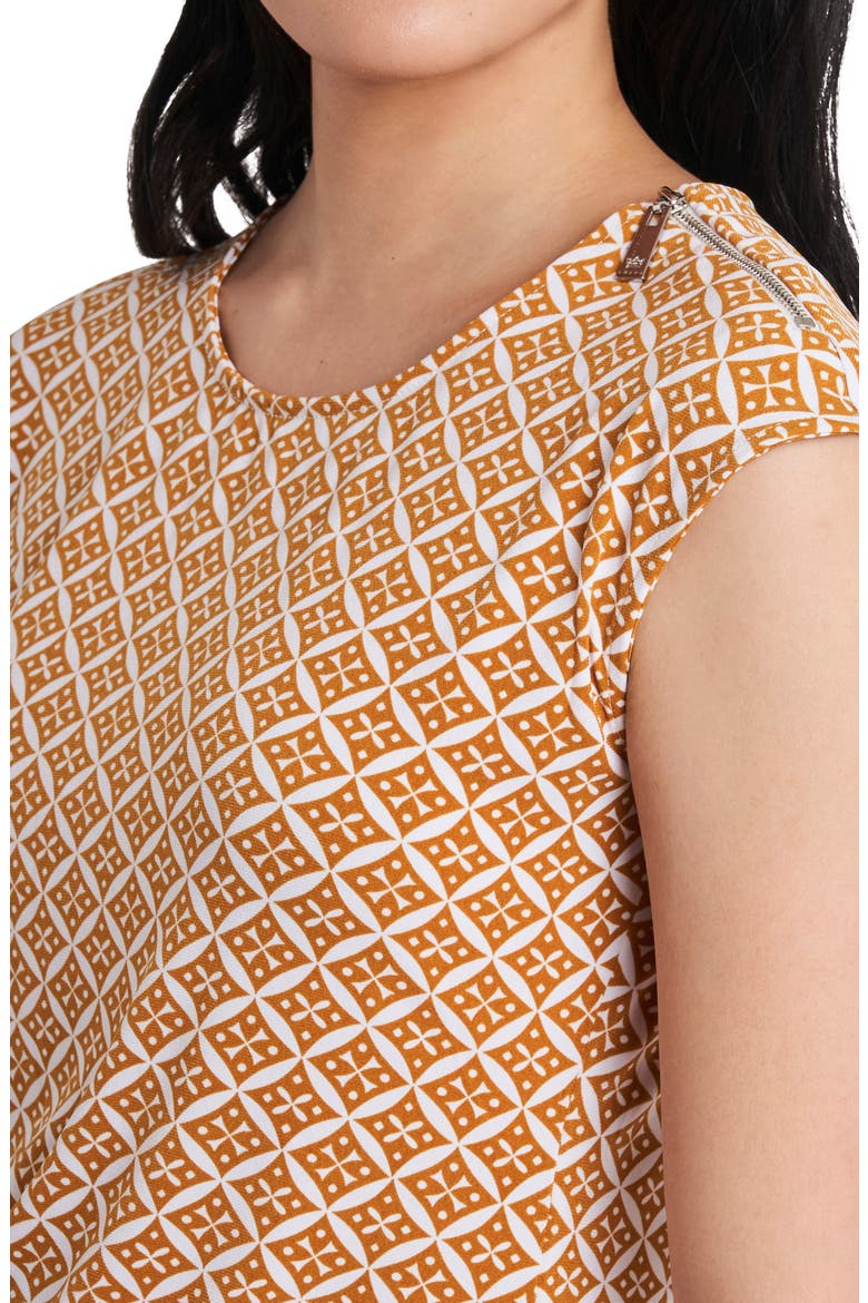 Geometric Zip Ruched Knit Top, Alternate, color, HONEYBEE