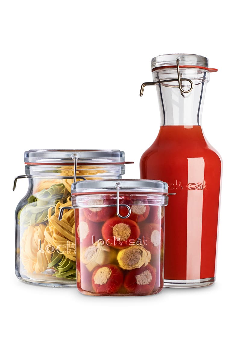 Lock Eat 3-Piece Sealed Storage Container Set, Main, color, CLEAR