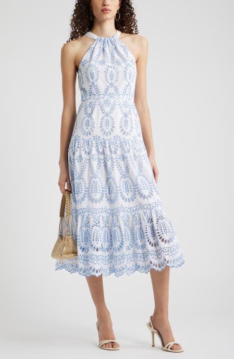 Cotton Eyelet Tiered Dress