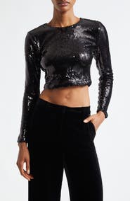 L'AGENCE Rogan Sequin Crop Top