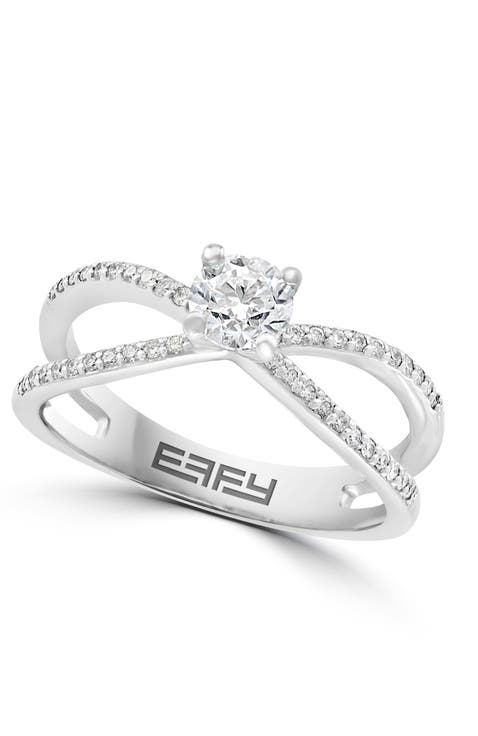 Crisscross Diamond Twist Ring in 14K White Gold