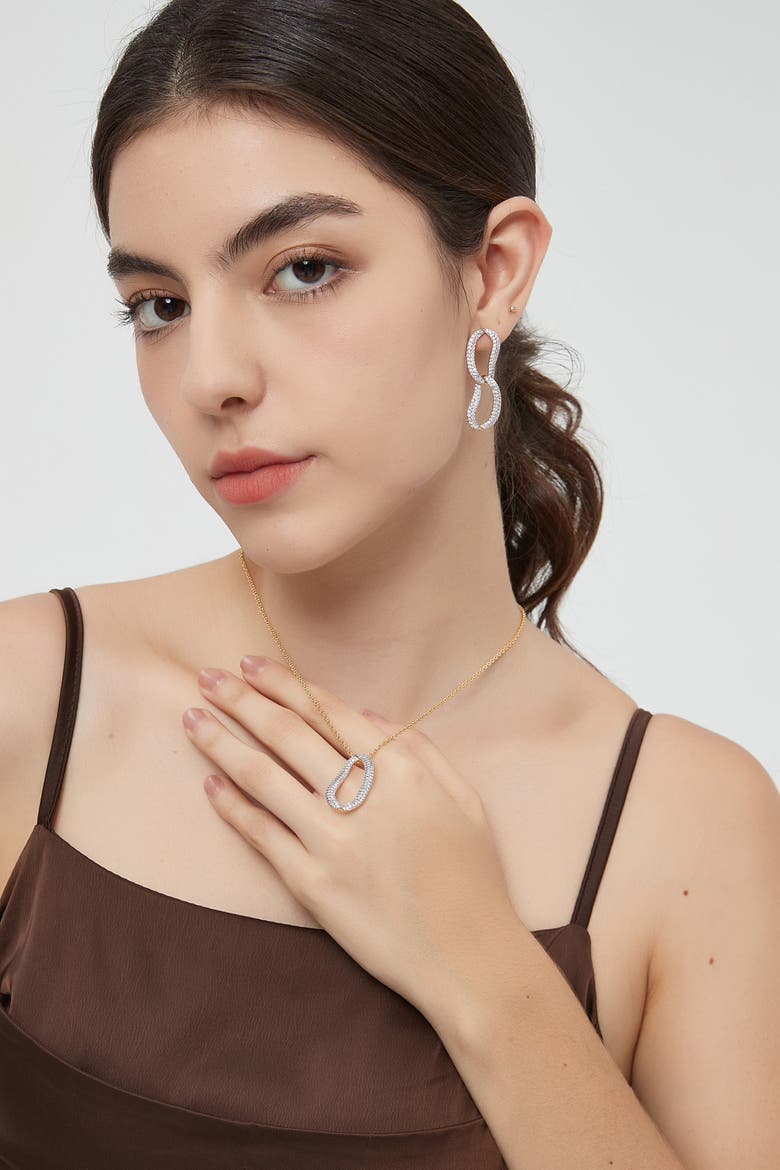 Infinity Pavé Irregular Hoop Pendant Necklace, Alternate, color, Gold