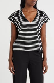 Bobeau V-Neck Short Sleeve Top