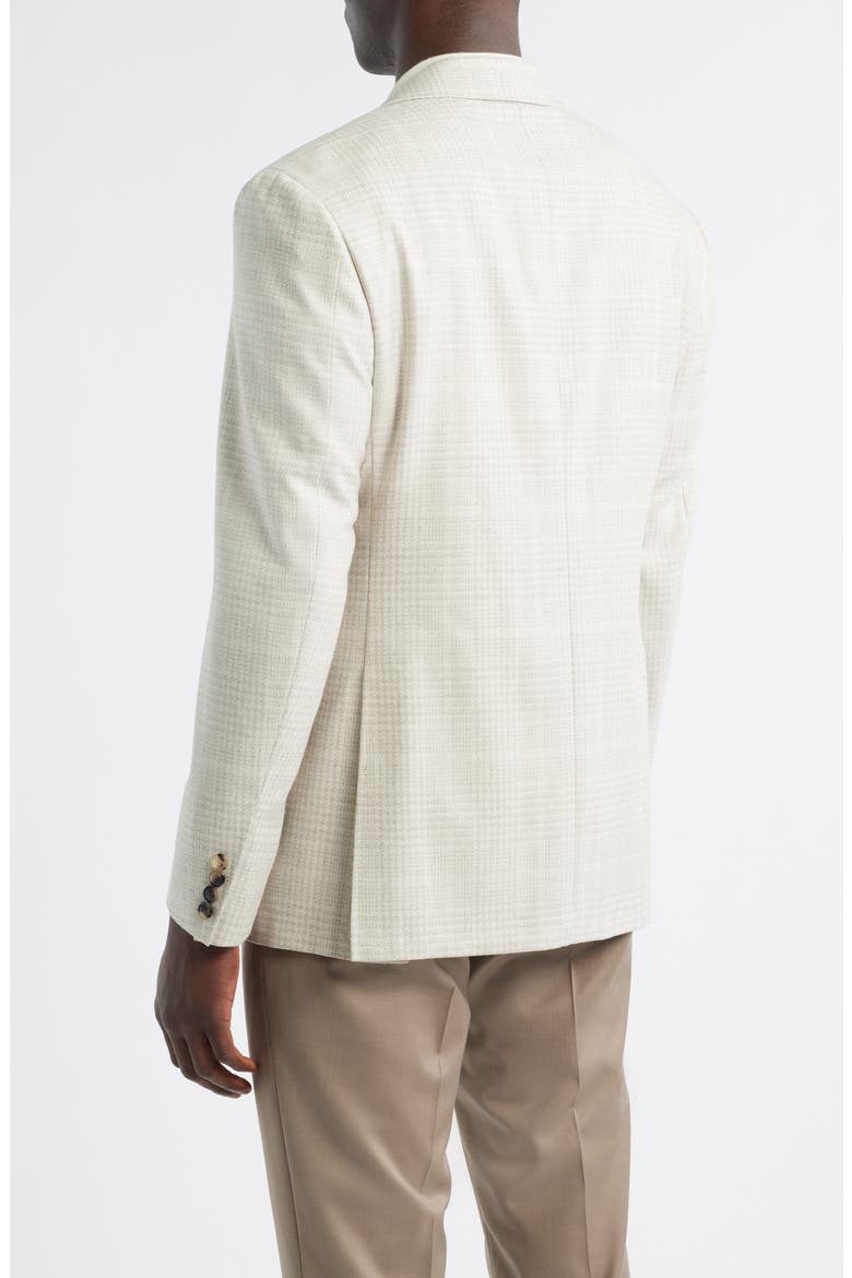 Kei Trim Fit Tan Plaid Wool & Silk Sport Coat, Alternate, color, WHITE