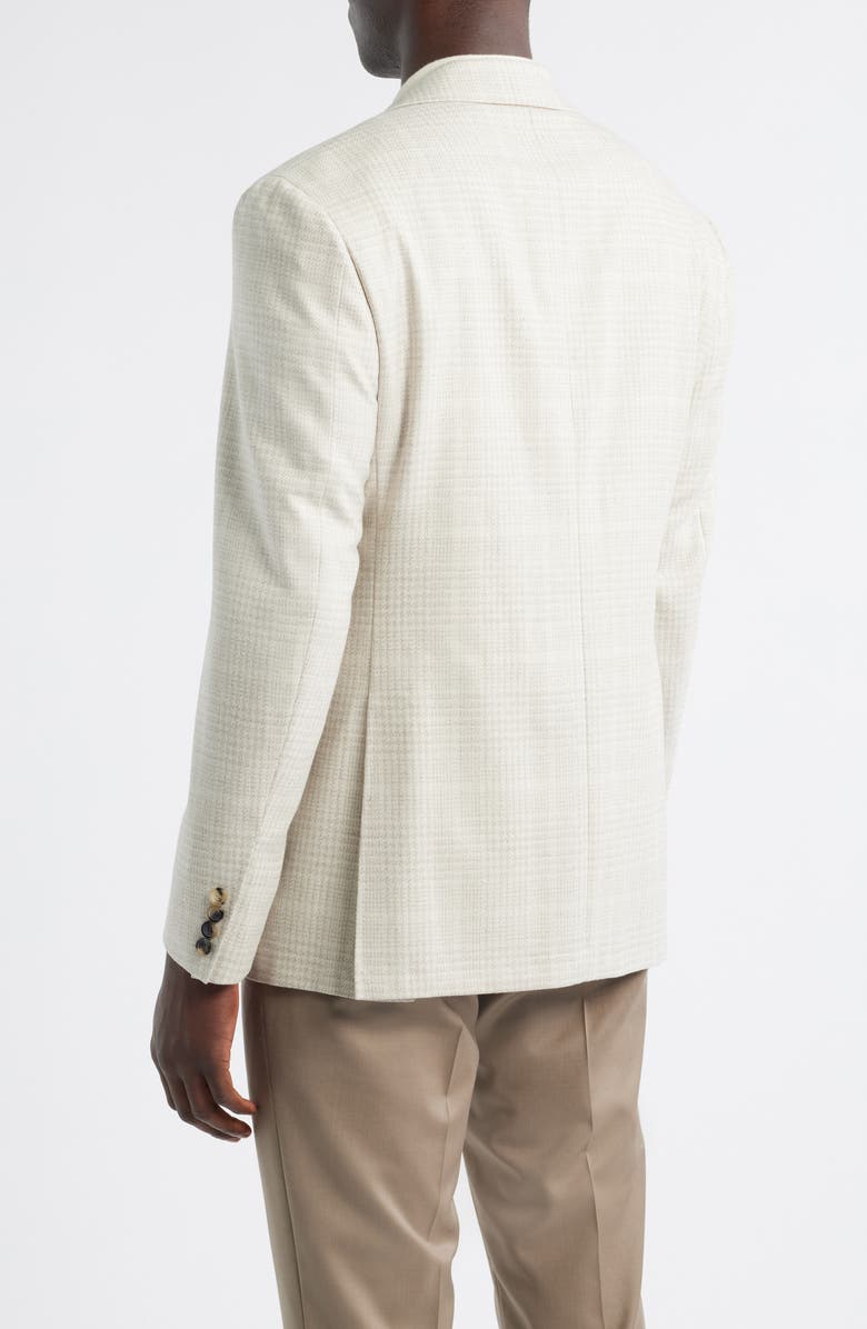 Canali Kei Trim Fit Tan Plaid Wool & Silk Sport Coat, Alternate, color, White