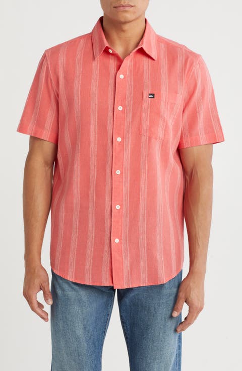 Caroll Short Sleeve Linen & Cotton Blend Button-Up Shirt