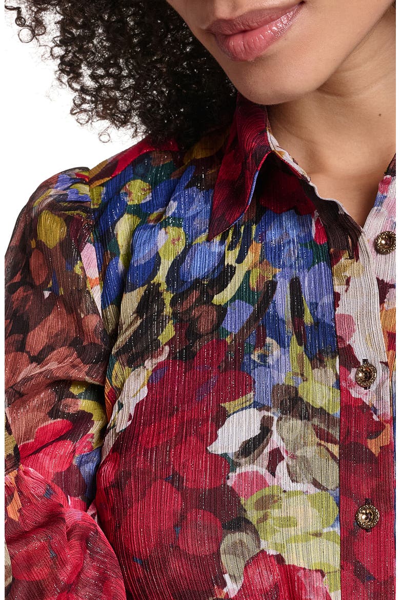 Print Metallic Long Sleeve Dress, Alternate, color, PORT VINE MULTI