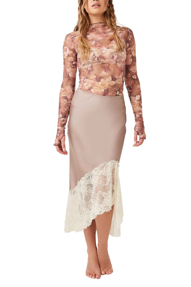Printed Lady Sheer Embroidered Long Sleeve Top, Alternate, color, VINTAGE COMBO