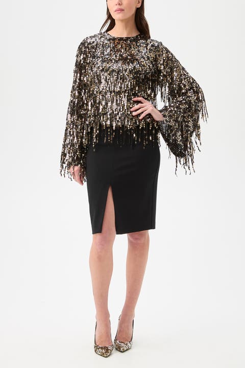 Satine Fringed Sequin Top