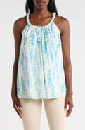 PATRIZIA LUCA Beaded Neckline Cotton Tank