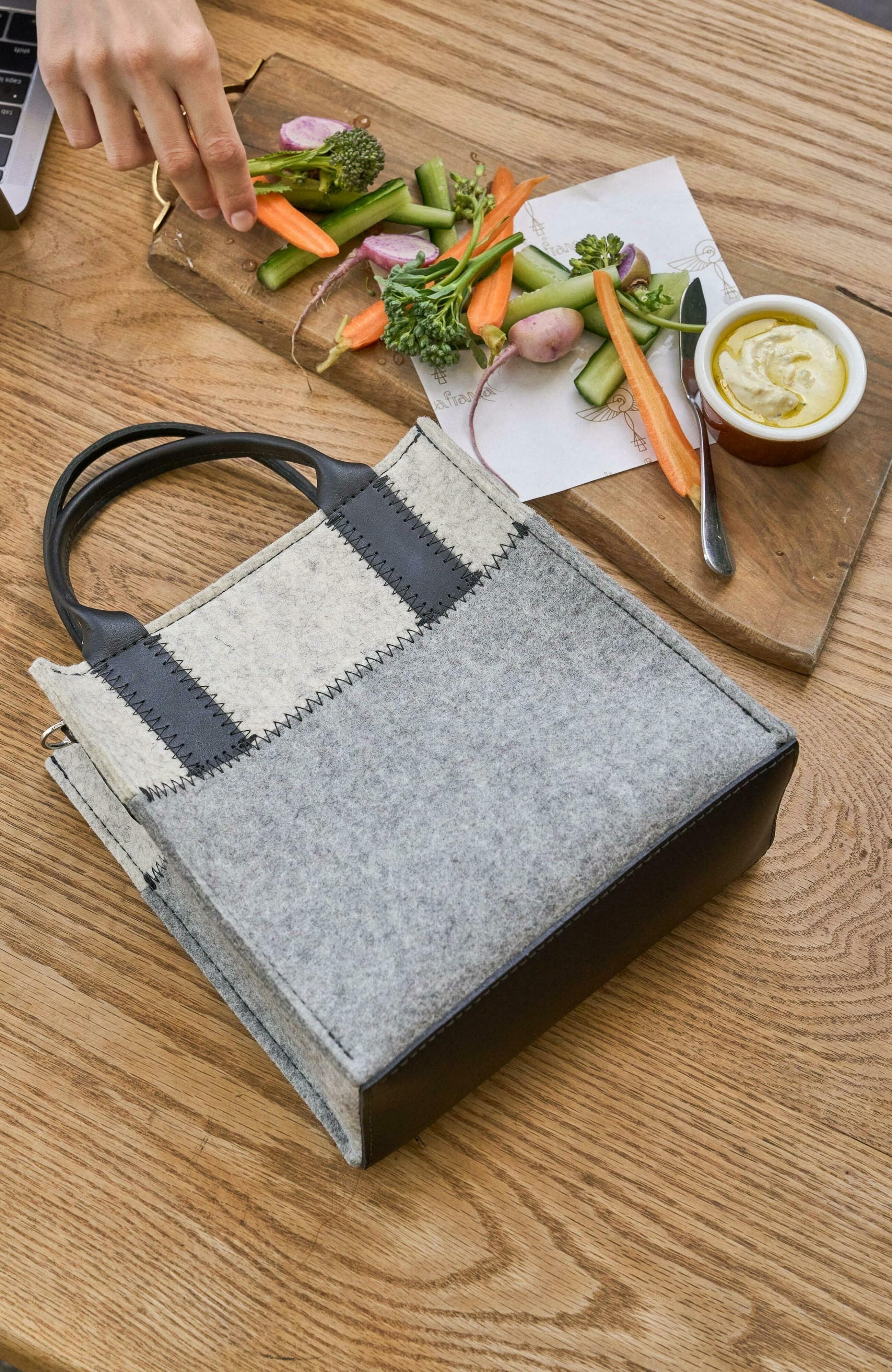 Jaunt Merino Wool Mini Tote, Alternate, color, Granite  / Black