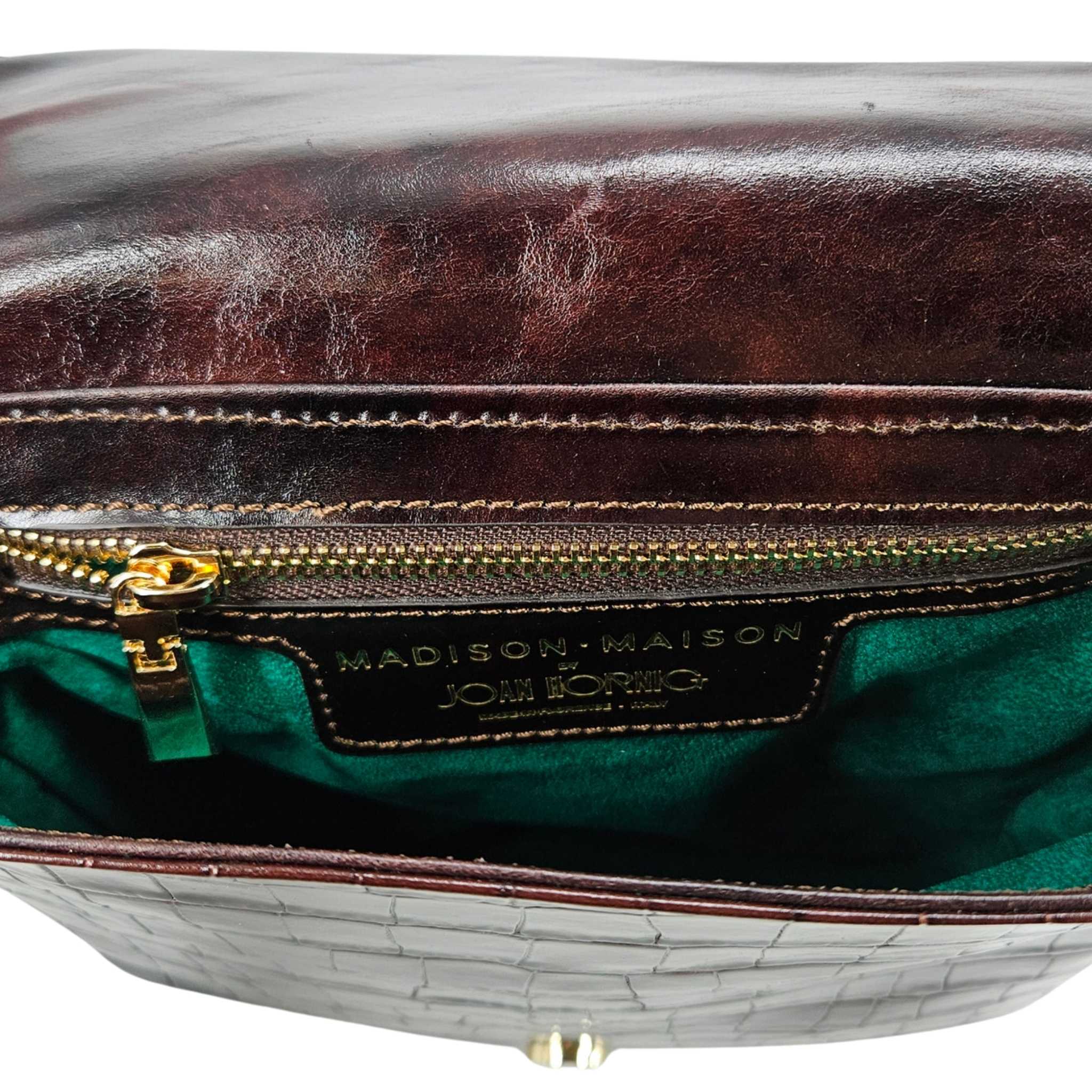 Madison Maison Moc Croc Crossbody Bag, Alternate, color, Chocolate