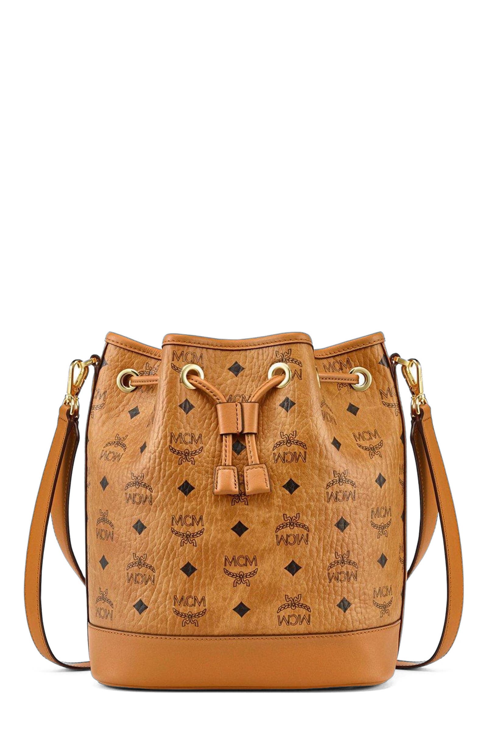 MCM Dessau Drawstring Bag in Visetos, Main, color, 