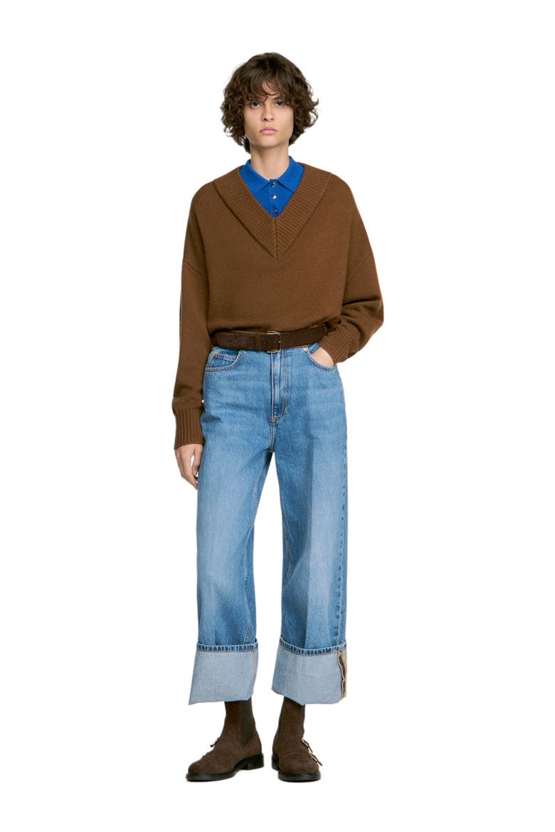 2-in-1 wool and cashmere sweater, Alternate, color, Camel