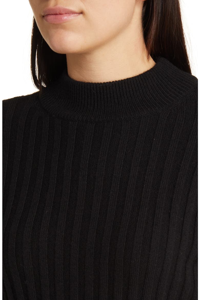 Mock Neck Crop Sweater, Alternate, color, TRUE BLACK