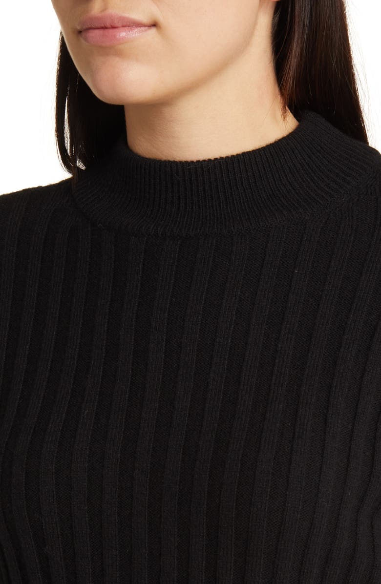 Madewell Mock Neck Crop Sweater, Alternate, color, True Black