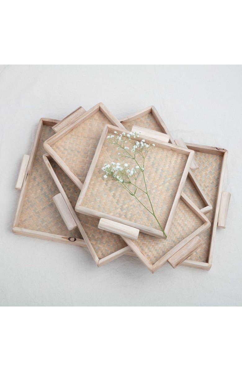 Be Home Miramar Reclaimed Wood Square Footed Tray, Medium, Alternate, color, Natural