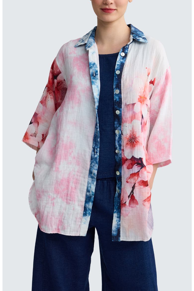 Rosalie Long Printed Muslin Shirt, Main, color, Sakura