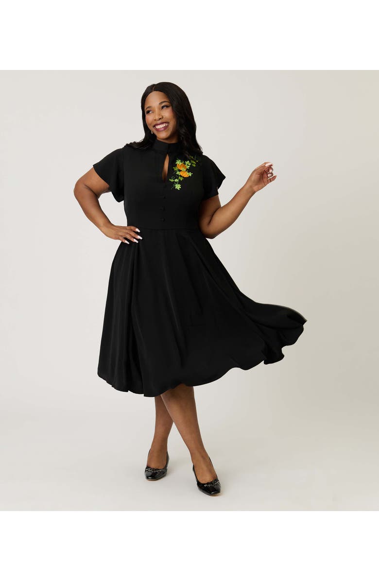 Unique Vintage Plus Size 1940s Baltimore Swing Dress, Main, color, Black Pumpkin