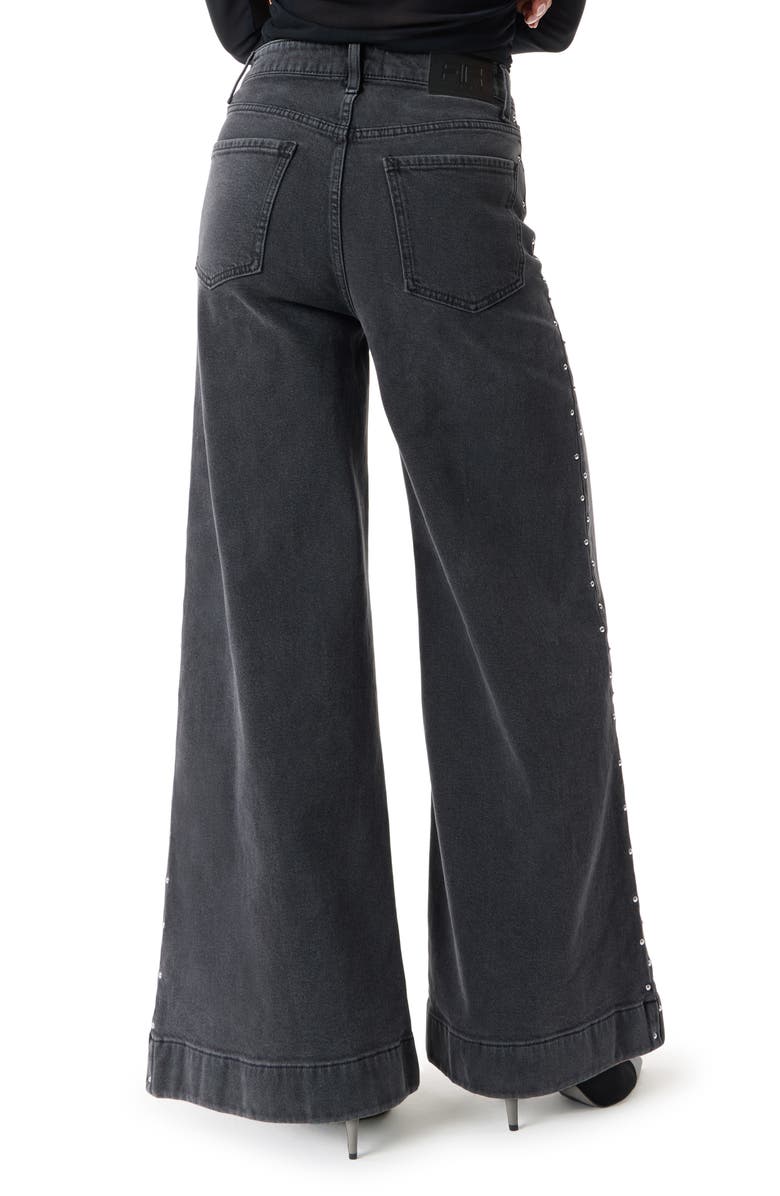 Robert Rodriguez Studded High Waist Palazzo Jeans, Alternate, color, Obsidian
