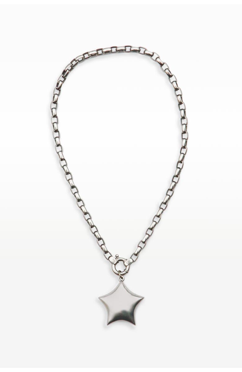 67jewelry Puffed Star Paperclip Necklace, Main, color, Silver