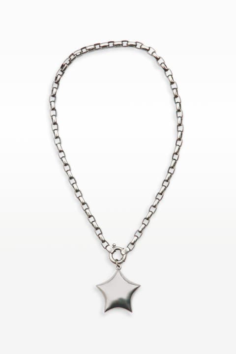 Puffed Star Paperclip Necklace