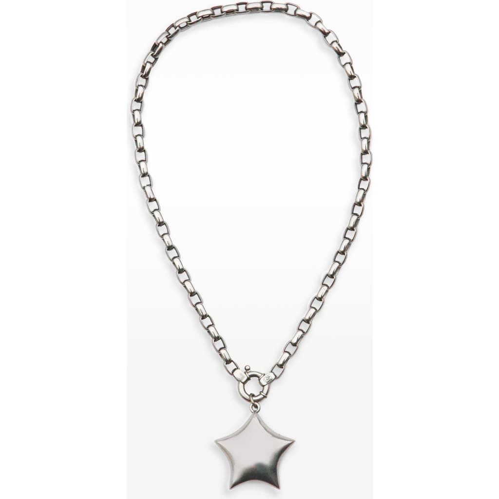 67jewelry Puffed Star Paperclip Necklace In Silver