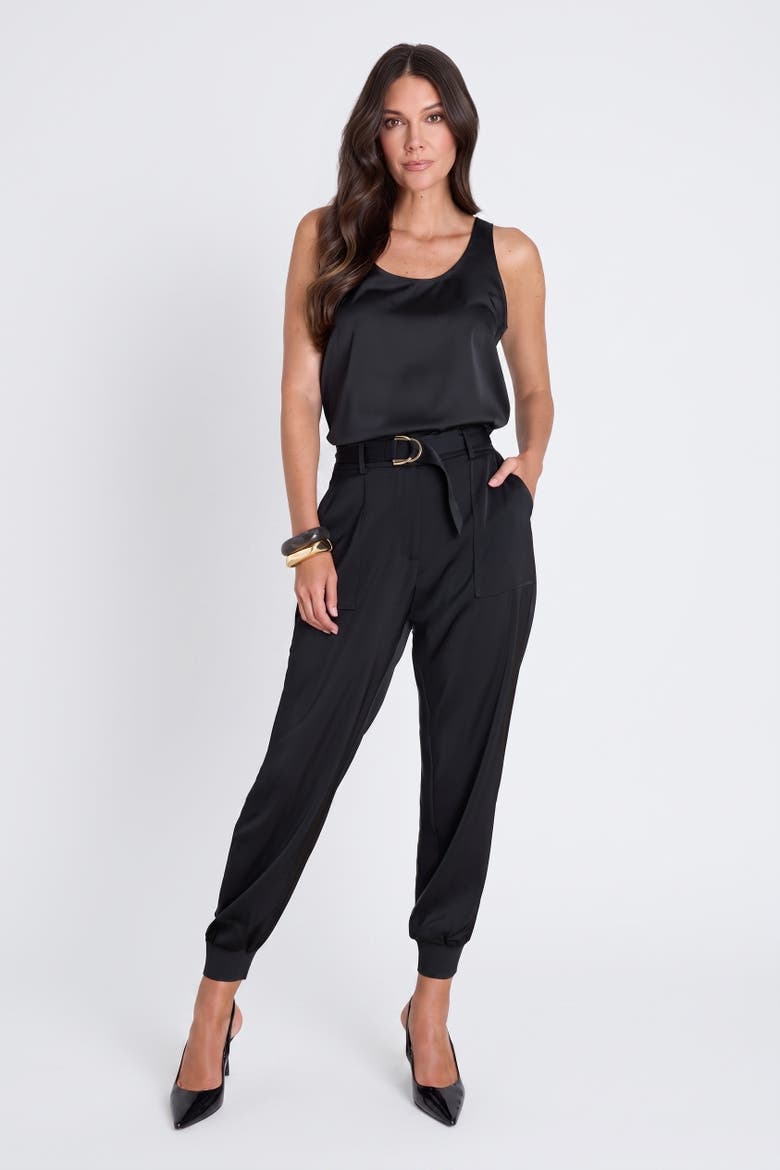 Adrienne Satin Cargo Pant, Alternate, color, Black