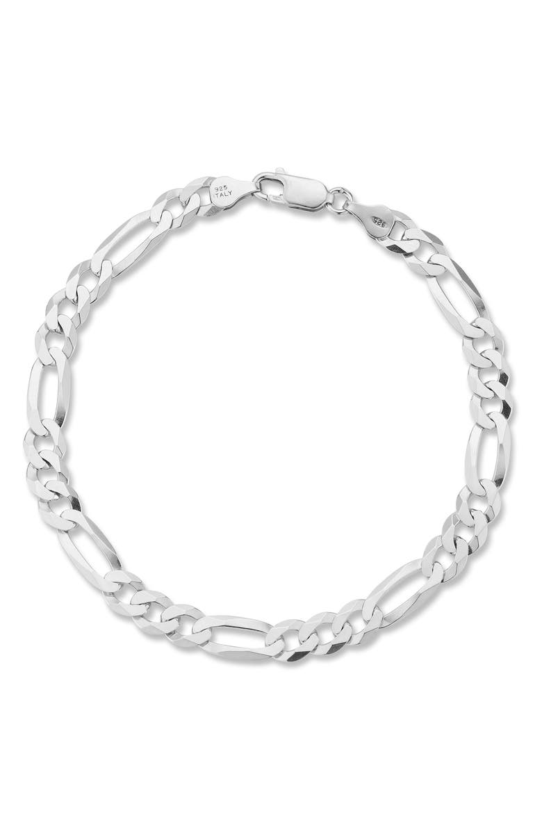 Yield of Men 7mm Figaro Chain Bracelet, Main, color, Silver
